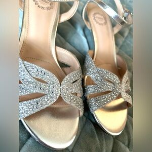 Dazzling Silver Women's Wedge Heels Size 6